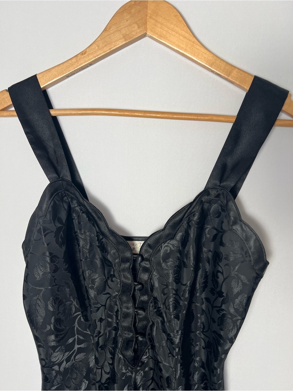 Erika Taylor 90s Scalloped BabyDoll Slip Dress Satin Nightgown Y2k Floral Small - Picture 2 of 7